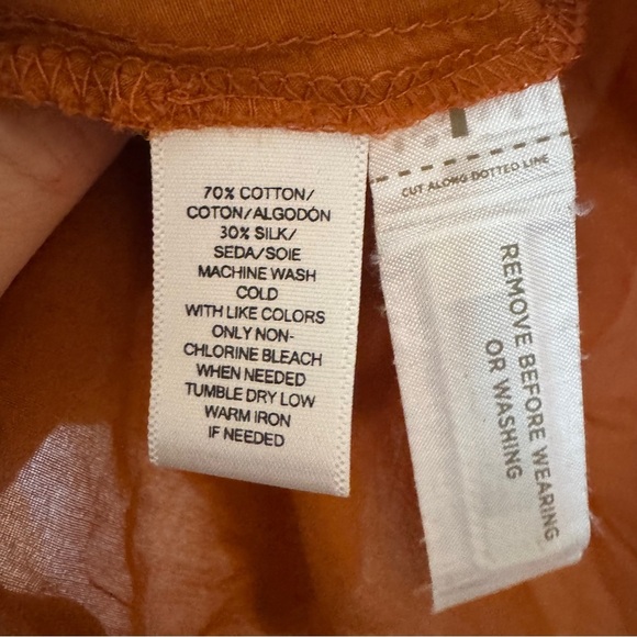 Cotton-Silk Blend Popover Tunic Shirt - Rust Orange - XS - Picture 3 of 5
